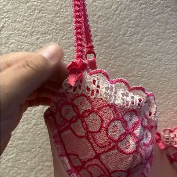 Elegant Pink Lace Corset Bustier Top With Straps L - Picture 7 of 14